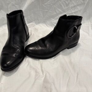 Alfani black ankle boots with side zip.